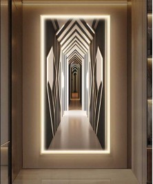 Gold Frame Modern 3D Painting With Warm Led Light